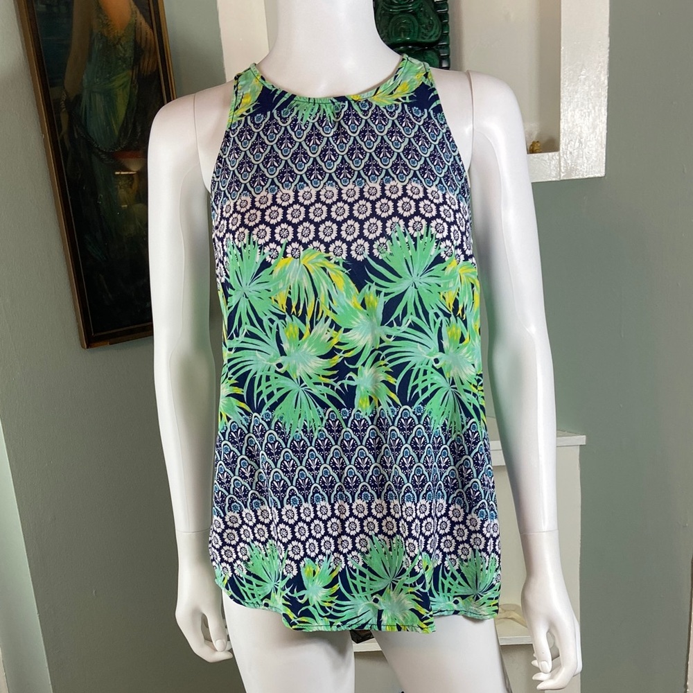 Women’s Old Navy Green Blue tropical floral Tank Top small s